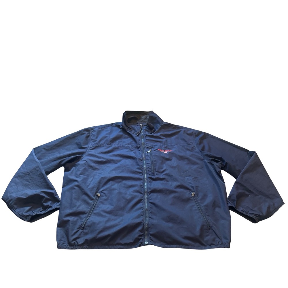Polo Sport Ralph Lauren Mens XXL Navy Blue Full Zip Windbreaker Jacket Biking
